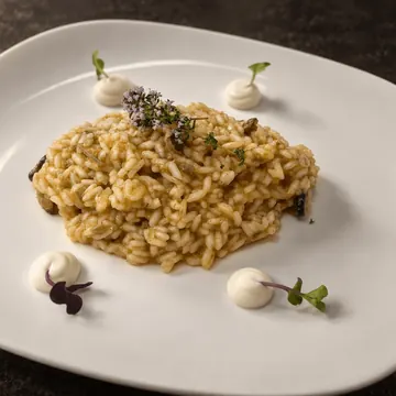 Arroz meloso de ternasco de Aragón con setas de alta montaña