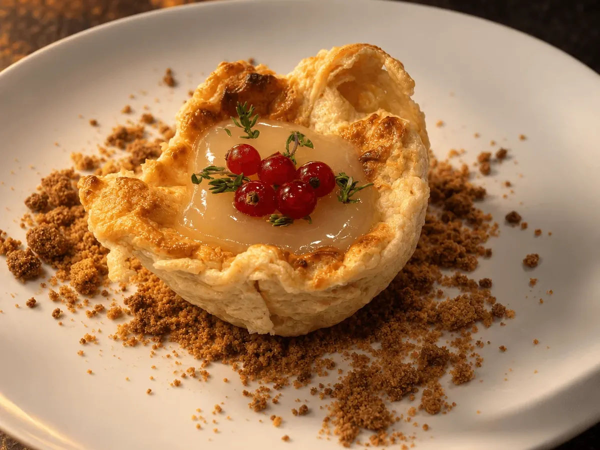 Tarta de queso de cabra con frutos rojos sobre crumble