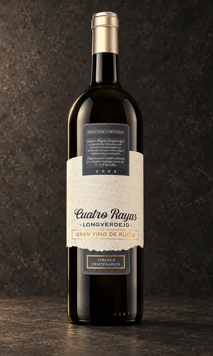 Botella de Cuatro Rayas Longverdejo